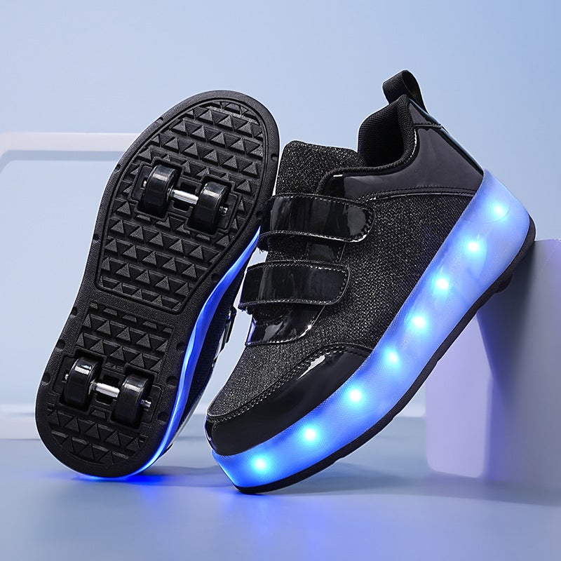 Push Button Shrink Lounging Shoes Children'S Four Wheel Roller Shoes Boys Wheeled Shoes Invisible Removable Wheeled Shoes - Image 1