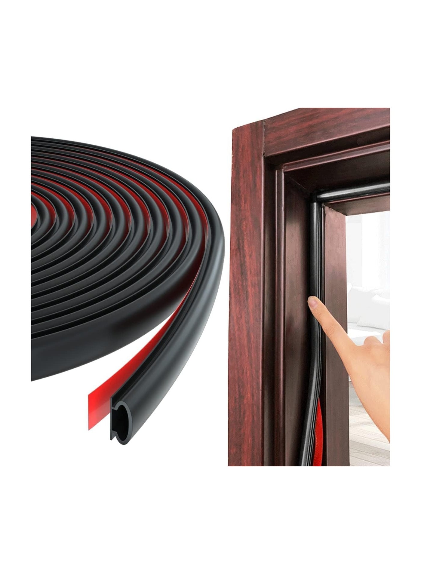 Door Seal Strip Door Weather Stripping Self-Adhesive Rubber Door Insulation Weather Strip for Window and Door Soundproofing D Shape Weatherstripping for Door Frame Gap Blocker