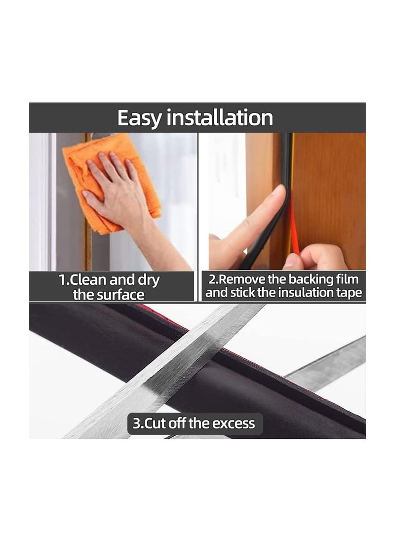 RATSAW - Door Seal Strip Door Weather Stripping Self-Adhesive Rubber Door Insulation Weather Strip for Window and Door Soundproofing D Shape Weatherstripping for Door Frame Gap Blocker - Image 1