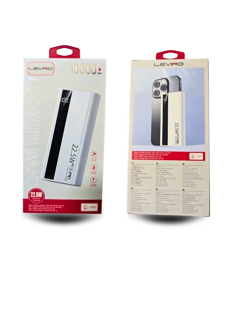 LEVINO 10000mAh Fast Charging Power Bank 22.5W PD – Flight Approved, Ultra-Slim Portable Charger with USB-C In/Out, Dual USB Outputs & Micro Input - Image 1