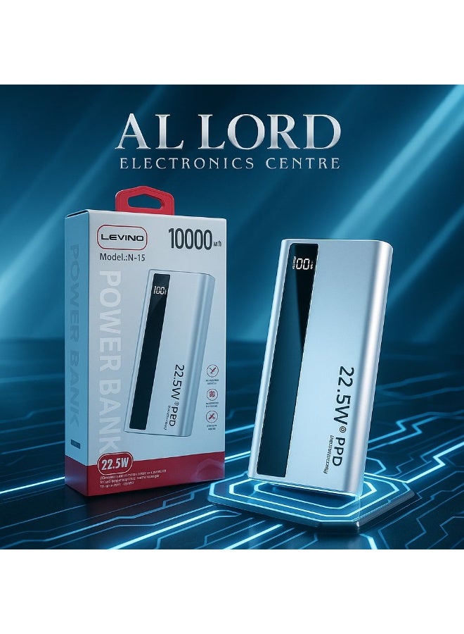 LEVINO 10000mAh Fast Charging Power Bank 22.5W PD – Flight Approved, Ultra-Slim Portable Charger with USB-C In/Out, Dual USB Outputs & Micro Input - Image 3