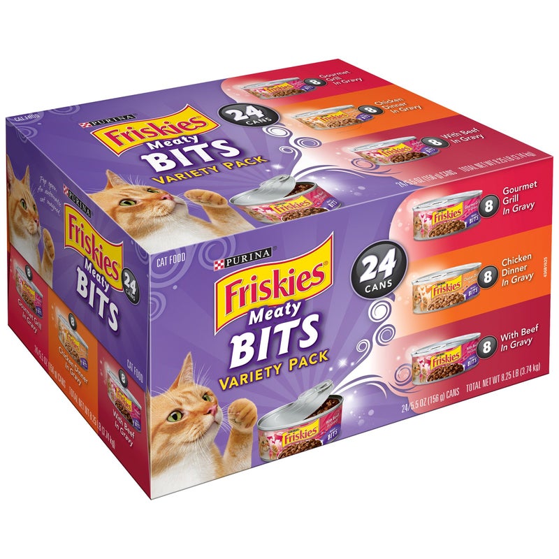 Friskies Wet Cat Food, Meaty BitsVariety Pack, (24) 5.5 Oz Cans - Image 1