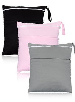 SYOSI Waterproof wet bag cloth diaper dry wet bag reusable Stroller Travel Beach Swimming Pool day care dirty baby supplies Yoga Fitness bag 3 pieces  - Image 1