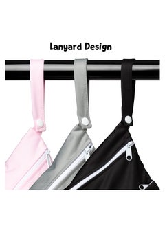 SYOSI Waterproof wet bag cloth diaper dry wet bag reusable Stroller Travel Beach Swimming Pool day care dirty baby supplies Yoga Fitness bag 3 pieces  - Image 2