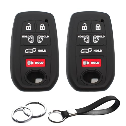 INFIPAR 2pcs Compatible with Toyota Sienna Smart 6 Buttons Key Fob Cover Case Key Chain Protector Keyless Entry Remote Holder - Image 1