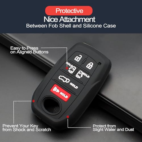 INFIPAR 2pcs Compatible with Toyota Sienna Smart 6 Buttons Key Fob Cover Case Key Chain Protector Keyless Entry Remote Holder - Image 4