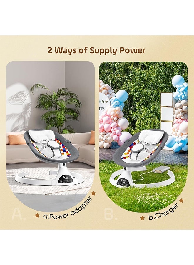 ريوليو هزاز اطفال كهربائي بخمس سرعات – كرسي هزاز اطفال متعدد الوظائف مع موسيقى وبلوتوث وجهاز تحكم – جلاسة اطفال رضع مريحة لتهدئة الطفل - Image 3