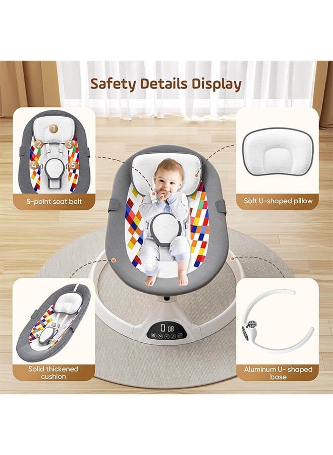 ريوليو هزاز اطفال كهربائي بخمس سرعات – كرسي هزاز اطفال متعدد الوظائف مع موسيقى وبلوتوث وجهاز تحكم – جلاسة اطفال رضع مريحة لتهدئة الطفل - Image 4