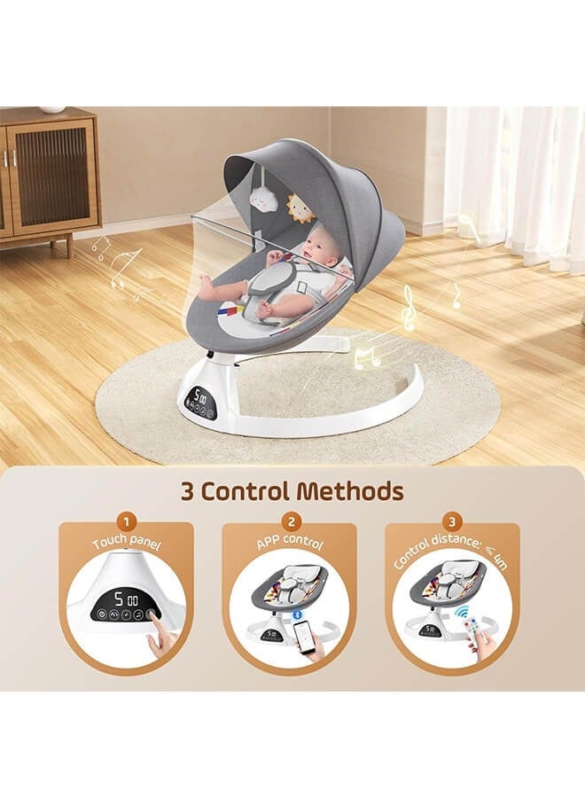 ريوليو هزاز اطفال كهربائي بخمس سرعات – كرسي هزاز اطفال متعدد الوظائف مع موسيقى وبلوتوث وجهاز تحكم – جلاسة اطفال رضع مريحة لتهدئة الطفل - Image 5