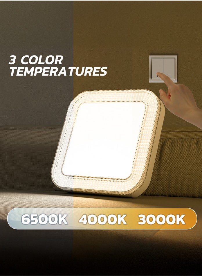 MODI MODI 3-Colour LED Ceiling Light 36W Square 23cm – Adjustable Warm/Neutral/Daylight – Flush & Pendant Mount – Modern Energy Efficient Light for Home & Office  - Image 3