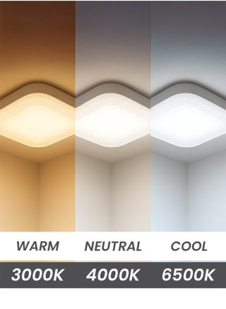 LED Small Panel Light 36W, 23CM, 3-Color Changing, Square Shape – Crystal Flush Mount Fixture 3200LM – Modern Ceiling Lamp for Living Room, Bedroom, Hallway - view 4