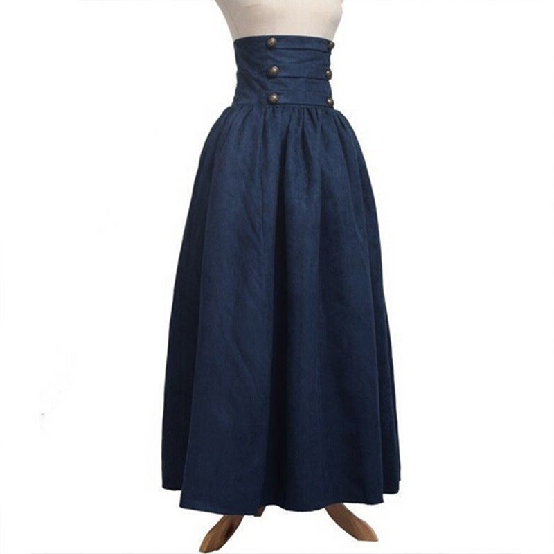 supply of solid color high waist pleated retro Renaissance skirt AV4944 - Image 2