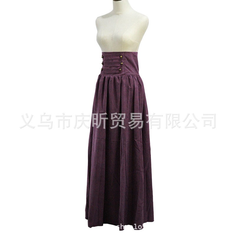 supply of solid color high waist pleated retro Renaissance skirt AV4944 - Image 4