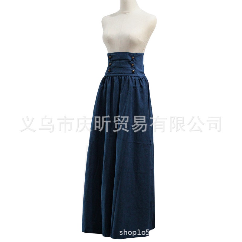 supply of solid color high waist pleated retro Renaissance skirt AV4944 - Image 5
