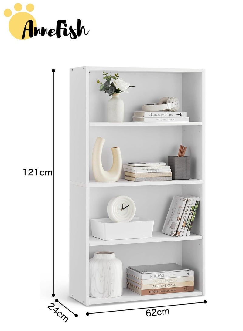 AnneFish 2pcs 4 Tier Bookcase Bookshelf Storage Shelves Open Display Rack Compartment Design Standing Shelving Kitchen Bakers Rack Microwave Oven Stand For Living Room And Kitchen - Image 4