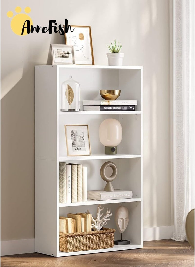 AnneFish 2pcs 4 Tier Bookcase Bookshelf Storage Shelves Open Display Rack Compartment Design Standing Shelving Kitchen Bakers Rack Microwave Oven Stand For Living Room And Kitchen - Image 3