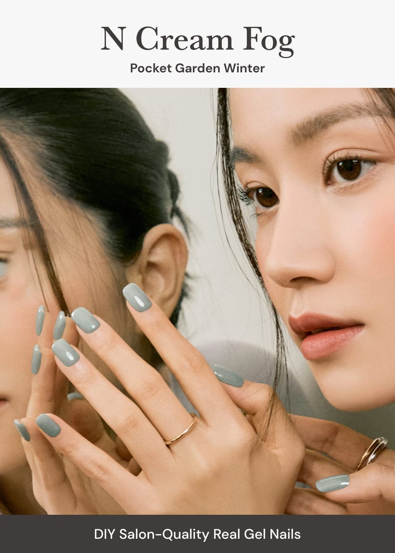 ohora Semi Cured Gel Nail Strips (N Cream Fog) - Green, Solid, Works with Any UV/LED Lamps, Salon-Quality, Long Lasting, Easy to Apply & Remove - Includes 2 Prep Pads, Nail File & Wooden Stick - Image 2