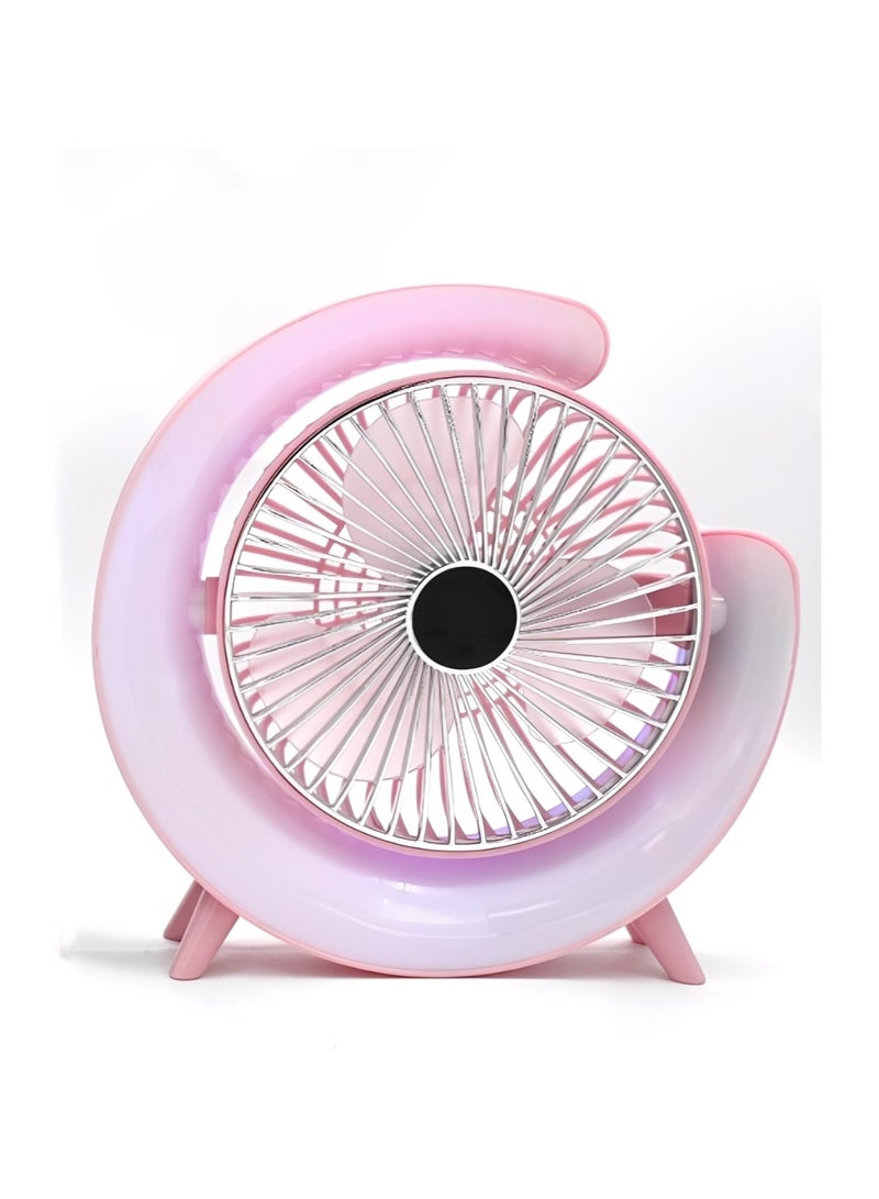 LC Colorful Desktop Fan Stylish USB Powered Cooling with Atmosphere Lamp and 3 Speed Control - Image 1