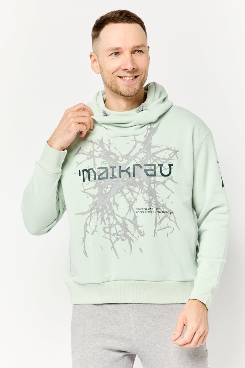 Adidas Men Sportswear Fit Long Sleeves Outdoor Hoodie, Mint Green - Image 1