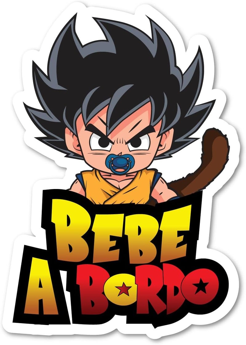 ARS ''Saiyan Baby on Board Car Sticker'' 13 x 18 cm Vinyl Easy to Stick, Baby on Board, Sticker Car, Truck, Motorhome (Colour) - Image 1