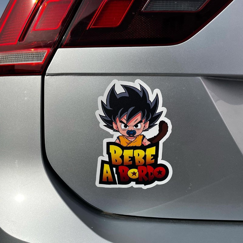 ARS ''Saiyan Baby on Board Car Sticker'' 13 x 18 cm Vinyl Easy to Stick, Baby on Board, Sticker Car, Truck, Motorhome (Colour) - Image 3