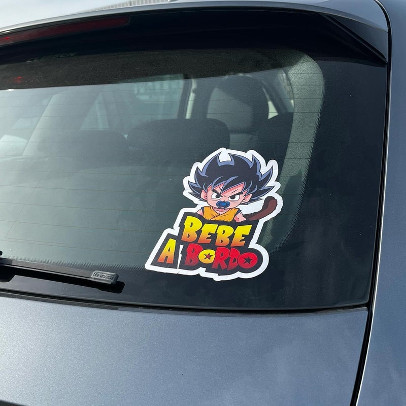 ARS ''Saiyan Baby on Board Car Sticker'' 13 x 18 cm Vinyl Easy to Stick, Baby on Board, Sticker Car, Truck, Motorhome (Colour) - Image 4