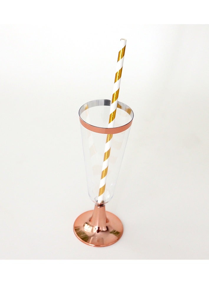 HOMESTAR 100 قطعة من المصاصات الورقية المخططة بالذهب، مصاصات ورقية ذهبية للاستخدام مرة واحدة لحفلات الكوكتيل، لمناسبات عيد الميلاد وحفلات الزفاف بعيد الميلاد - Image 5