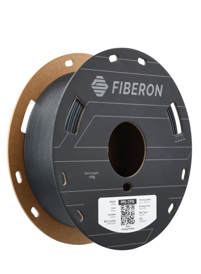 Polymaker Fiberon PPS-CF Filament, Black 1.75mm 500g Spool, Extreme Heat Resistance Over 250℃ - Fiberon Carbon Fiber Reinforced PPS 3D Printing Filament Ideal for Molding