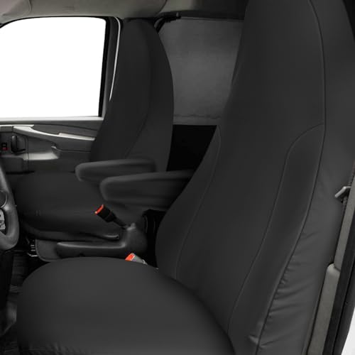 Kistrba Seat Covers Compatible with 20102025 Chevy Express Front Bucket Seats with Opening for Grab Handle on Passenger Side Backrest 600D CustomMade Heavy Duty Seat Cover NOT for RV Seats - Image 1