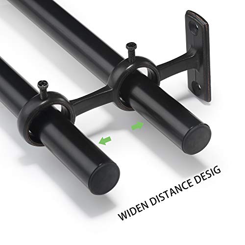 Goowin 2 Pack Double Curtain Rod Brackets for 1" Rod Aluminum Alloy Wall Mounted Rod Holder (Black) - Image 4