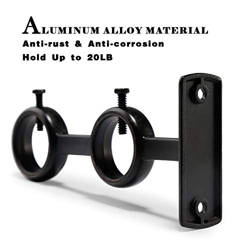 Goowin 2 Pack Double Curtain Rod Brackets for 1" Rod Aluminum Alloy Wall Mounted Rod Holder (Black) - Image 5