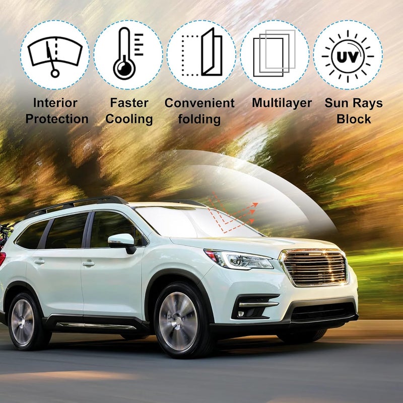 LHFLIVE Windshield Sun Shade Custom Fit for 2019-2024 2025 2026 S-ubaru Ascent Accessories Foldable Sunshade Sun Blocker Protect Car from Sun Rays & Heat Damage Keep Car Cooler - Image 2