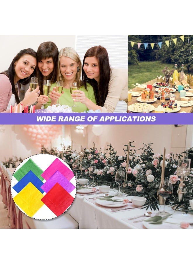 SUNSAR 60pcs Colorful Party Napkins, Rainbow Paper Napkins Multicolor Square Serviettes 2 Ply for Party Wedding Birthday Decoration (25x25cm) - Image 5