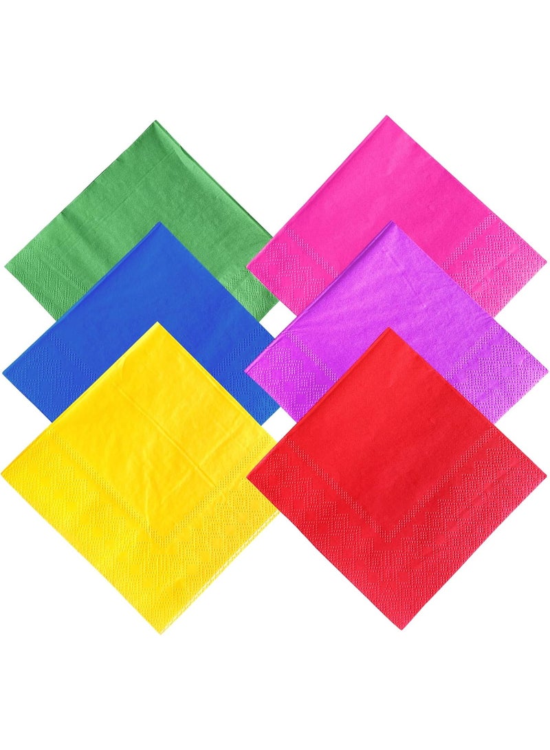 SUNSAR 60pcs Colorful Party Napkins, Rainbow Paper Napkins Multicolor Square Serviettes 2 Ply for Party Wedding Birthday Decoration (25x25cm) - Image 1