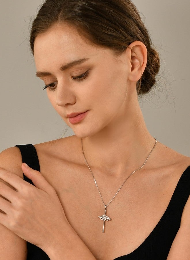 YL Cross Necklace Sterling Silver Infinity Heart Crucifix Pendant Cubic Zirconia Criss Jewelry for Women - Image 2