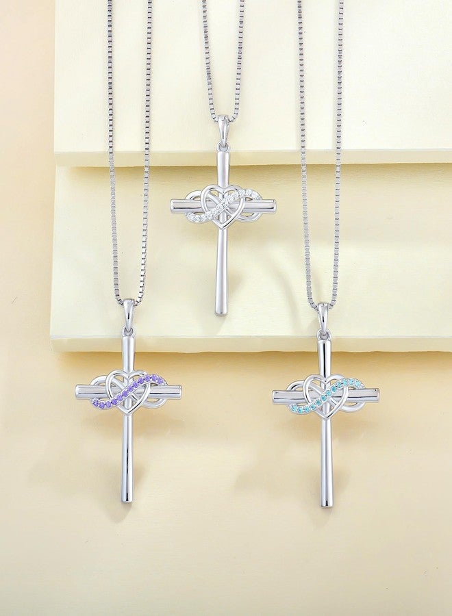 YL Cross Necklace Sterling Silver Infinity Heart Crucifix Pendant Cubic Zirconia Criss Jewelry for Women - Image 5