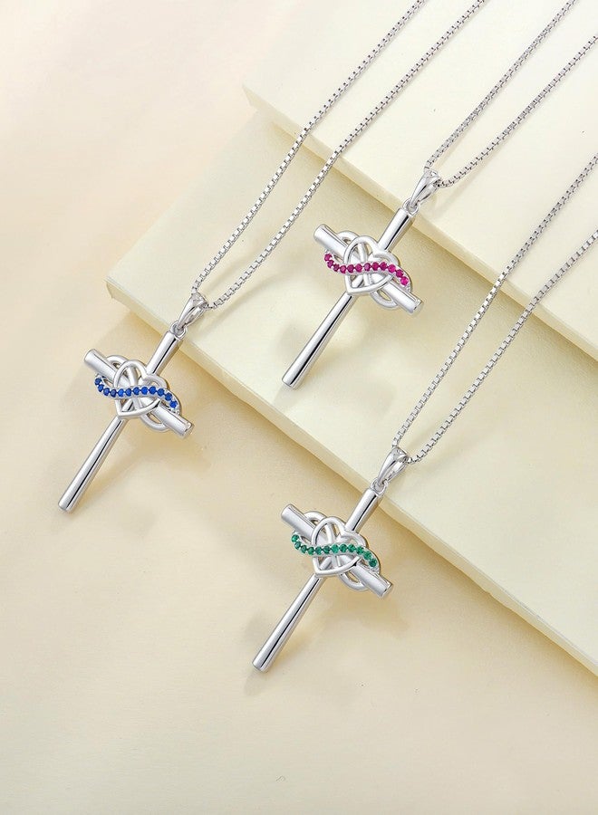 YL Cross Necklace Sterling Silver Infinity Heart Crucifix Pendant Cubic Zirconia Criss Jewelry for Women - Image 4