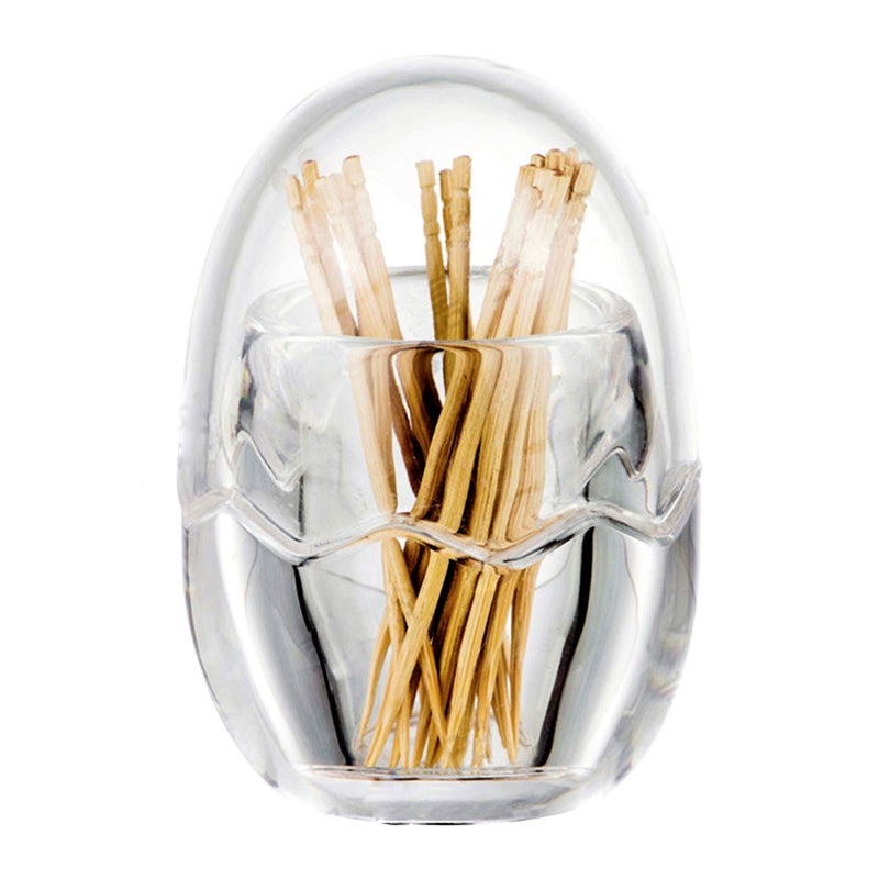 Yakri Acrylic Toothpick Holder Dispenser Organizer Clear Storage Box with Lid (Egg Shape), YTBH-08363 - Image 1