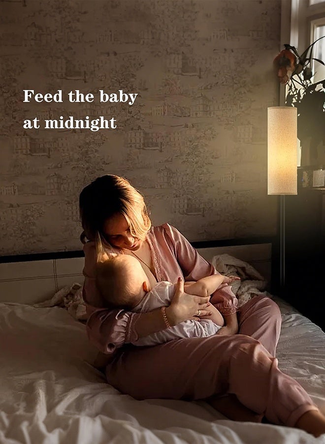 APEX Floor Lamp for Living Room, Stand Up Lamp with Foot Switch & Linen Lampshade, Aesthetic Floor Lamps with 3 Color Temperature for Bedroom, Bright Black Pole Standing Lamps - Image 4