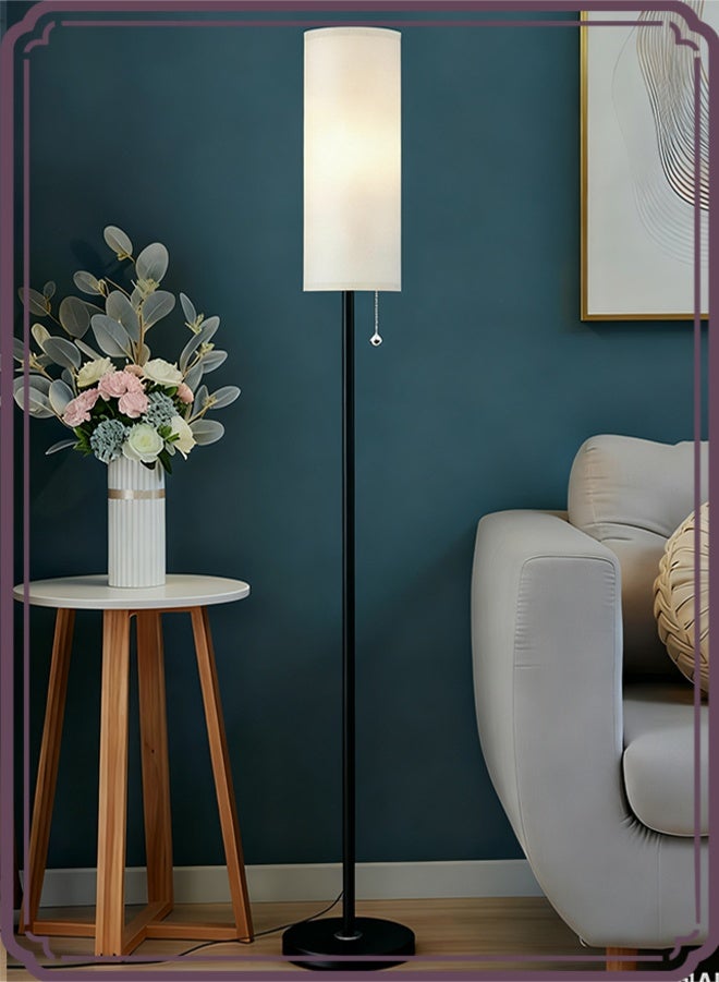 APEX Floor Lamp for Living Room, Stand Up Lamp with Foot Switch & Linen Lampshade, Aesthetic Floor Lamps with 3 Color Temperature for Bedroom, Bright Black Pole Standing Lamps - Image 1