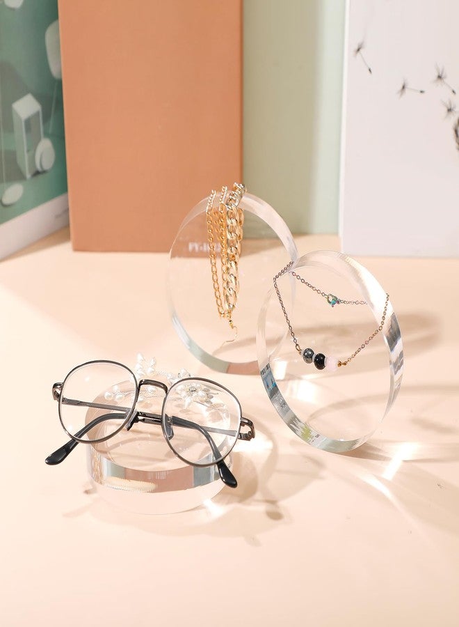 Barydat مجموعة باريدات من 4 قطع من مكعبات العرض الأكريليكية المستديرة الشفافة المصقولة، حامل عرض مجوهرات، قاعدة عرض خواتم وكؤوس للطاولة (4 بوصات × 4 بوصات × 1 بوصة). - Image 4