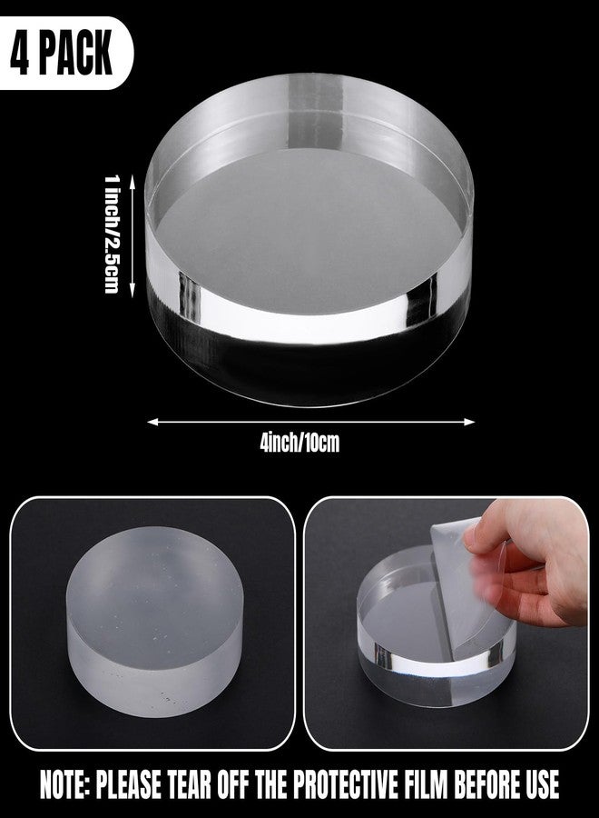 Barydat مجموعة باريدات من 4 قطع من مكعبات العرض الأكريليكية المستديرة الشفافة المصقولة، حامل عرض مجوهرات، قاعدة عرض خواتم وكؤوس للطاولة (4 بوصات × 4 بوصات × 1 بوصة). - Image 2