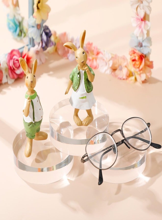 Barydat مجموعة باريدات من 4 قطع من مكعبات العرض الأكريليكية المستديرة الشفافة المصقولة، حامل عرض مجوهرات، قاعدة عرض خواتم وكؤوس للطاولة (4 بوصات × 4 بوصات × 1 بوصة). - Image 5