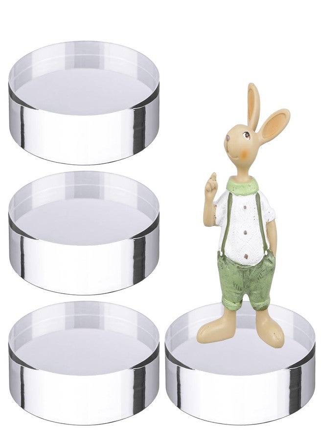 Barydat مجموعة باريدات من 4 قطع من مكعبات العرض الأكريليكية المستديرة الشفافة المصقولة، حامل عرض مجوهرات، قاعدة عرض خواتم وكؤوس للطاولة (4 بوصات × 4 بوصات × 1 بوصة). - Image 1