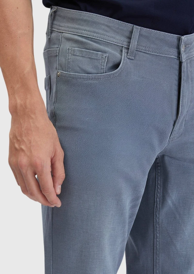 RAMSEY Blue Slim Fit Denim Cotton Blended Trousers