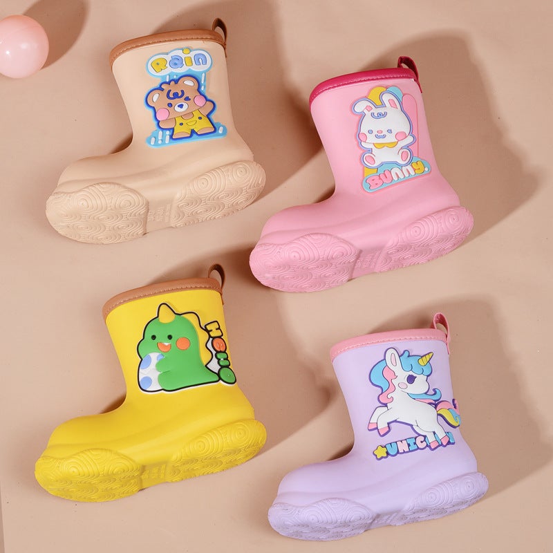 Eva Children'S Rain Boots Boys And Girls Baby Water Shoes Cartoon Outwear Students Waterproof Shoes Non-Slip Water Boots Soft Bottom Rain Boots - Image 2