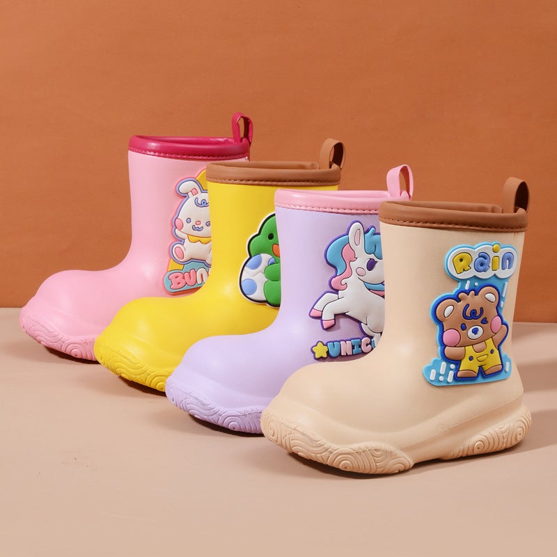 Eva Children'S Rain Boots Boys And Girls Baby Water Shoes Cartoon Outwear Students Waterproof Shoes Non-Slip Water Boots Soft Bottom Rain Boots - Image 3