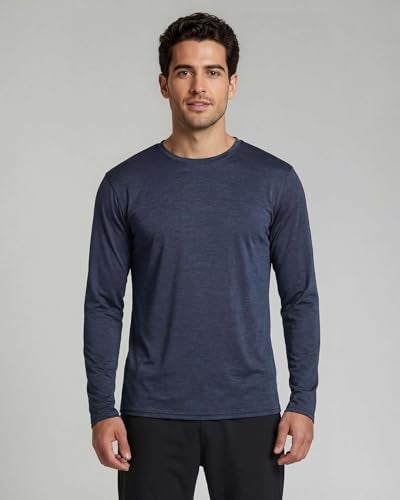 REALESSENTIALS Real Essentials 4 Pack: Mens Long Sleeve Dry Fit T Shirts Hiking Fishing Workout Gym Work Sun UPF 50 Wicking Running Tee, Set 1, Medium - Image 2