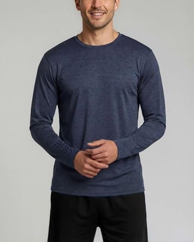 REALESSENTIALS Real Essentials 4 Pack: Mens Long Sleeve Dry Fit T Shirts Hiking Fishing Workout Gym Work Sun UPF 50 Wicking Running Tee, Set 1, Medium - Image 3