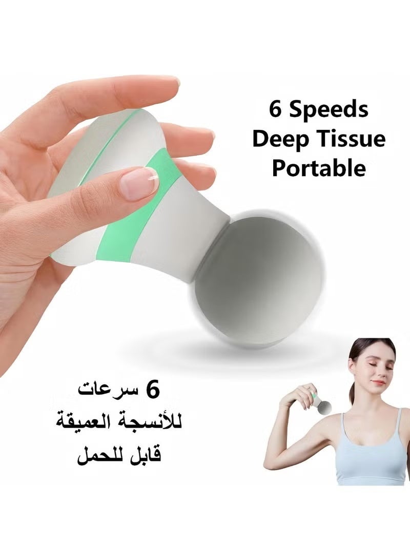 جهاز تدليك صغير للأنسجة العميقة بتقنية الطرق، جهاز تدليك عضلات محمول بست سرعات، قابل لإعادة الشحن لاسلكيًا لتخفيف آلام الرقبة والظهر، واستعادة النشاط البدني - Image 1